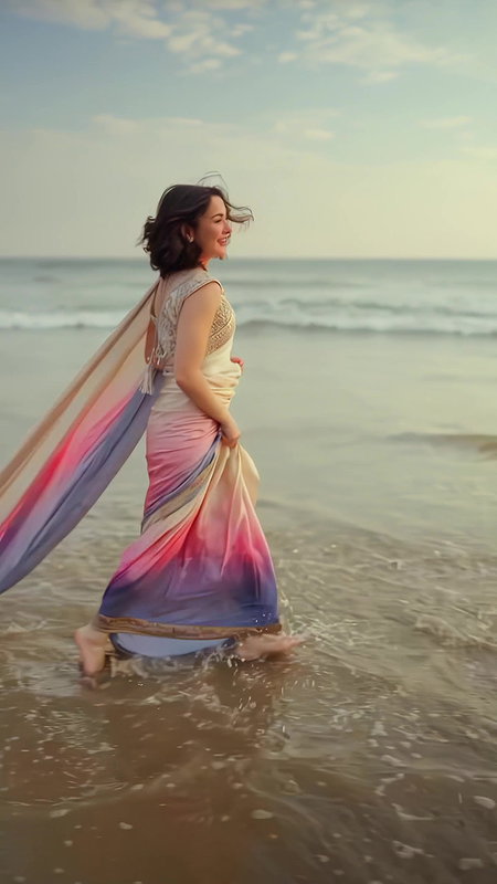 Hania Aamir MESMERIZING BEAUTY IN SAREE ON BEACH SHOOT HQ VIDEO 22