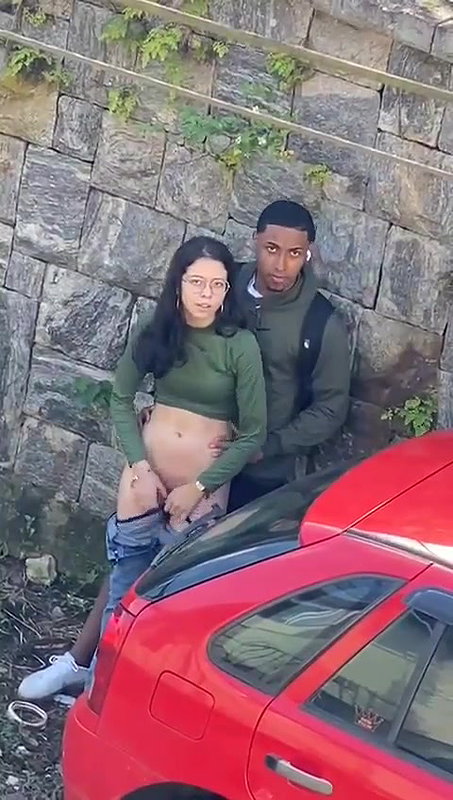 Young girl sucking a black guy’s dick in public 22