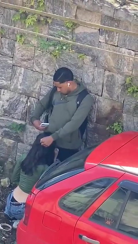 Young girl sucking a black guy’s dick in public 22