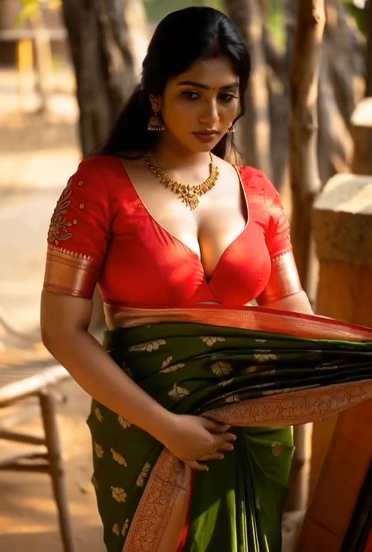 Indian girl hot cleavage and navel show 22