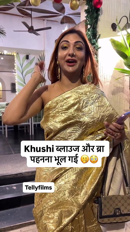 BOLD BABE KHUSHI MUKHERJEE BOMBSHELL BLOUSE AND BRALESS SEXY IN ONLY SAREE UUFFF2