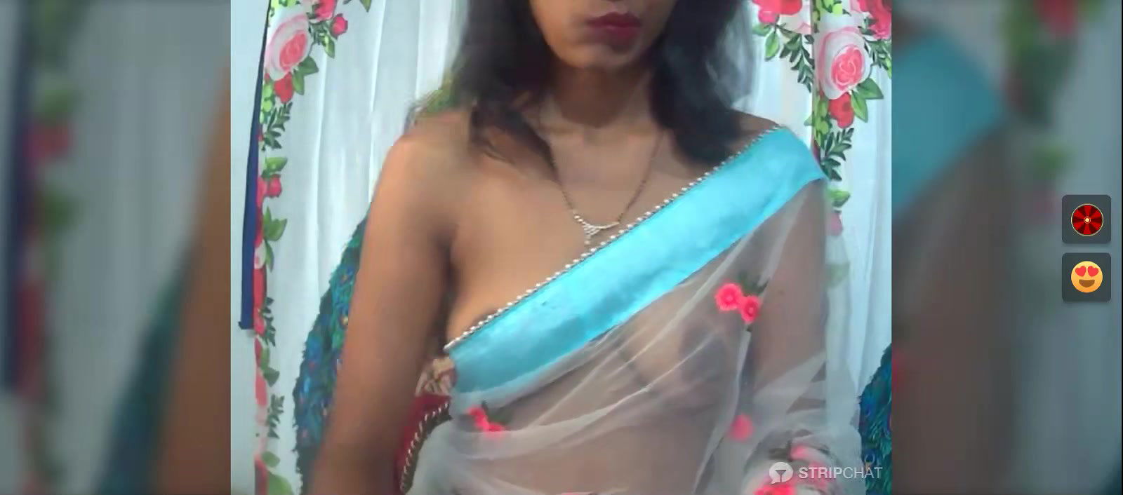 Sexy Bhabhi in See through Black Saree without blouse Exposing Boobs 22