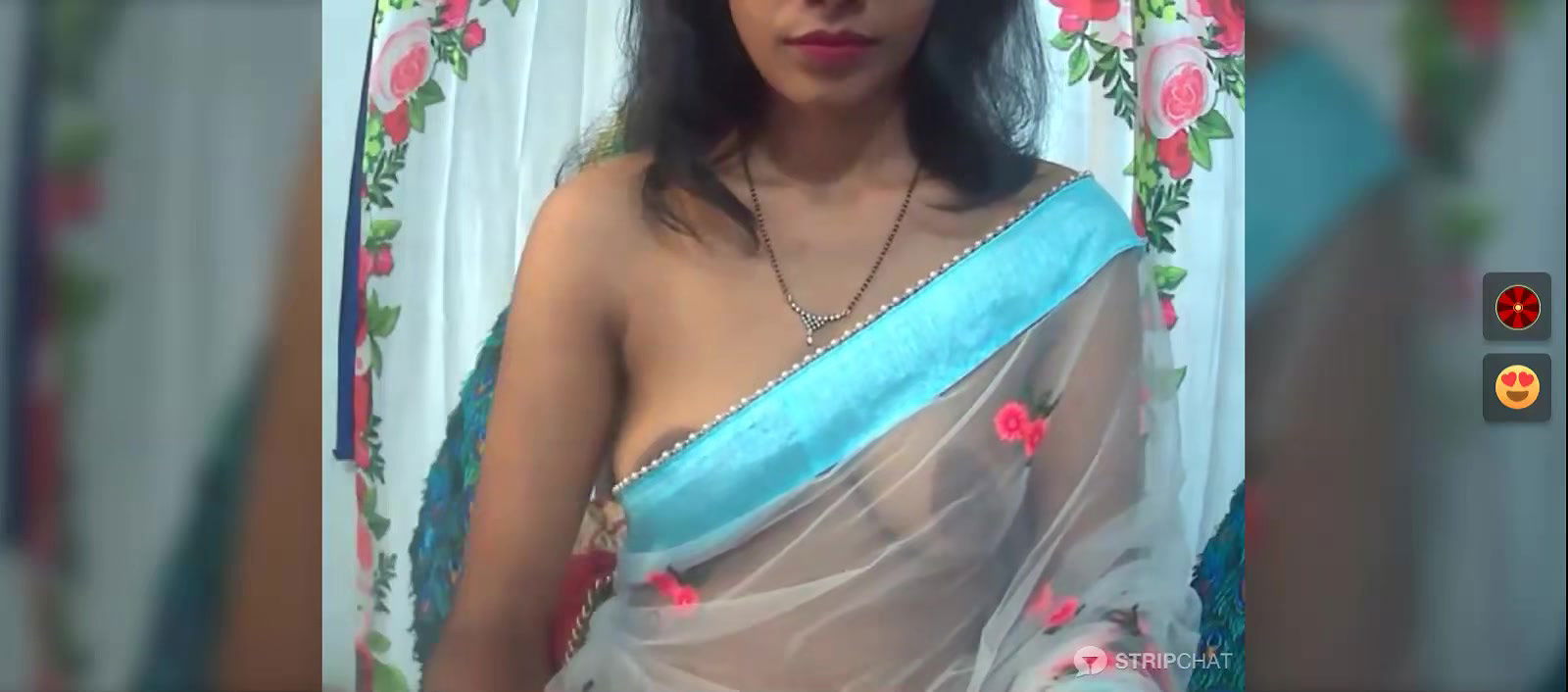 Sexy Bhabhi in See through Black Saree without blouse Exposing Boobs 22