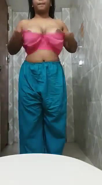 Striping suit salwar in bathroom