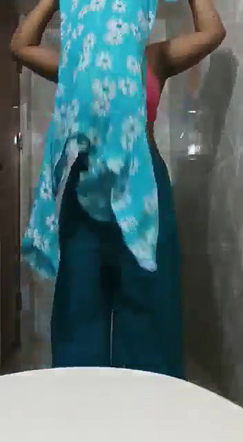 Striping suit salwar in bathroom