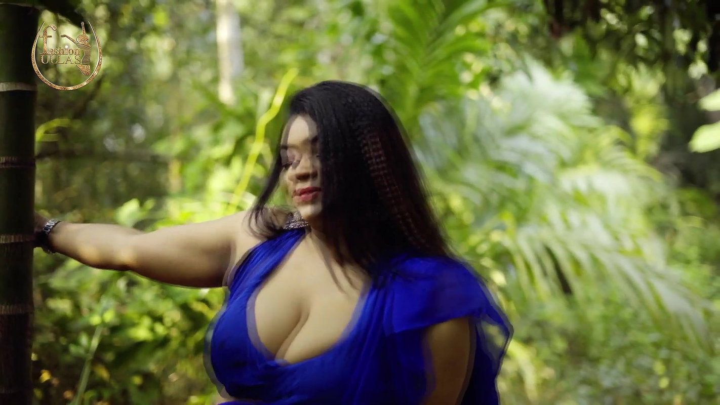 NILA BLUE GEORGETTE FRIL SAREE WITH MAKEUP TUTORIAL FASHION ULLAS