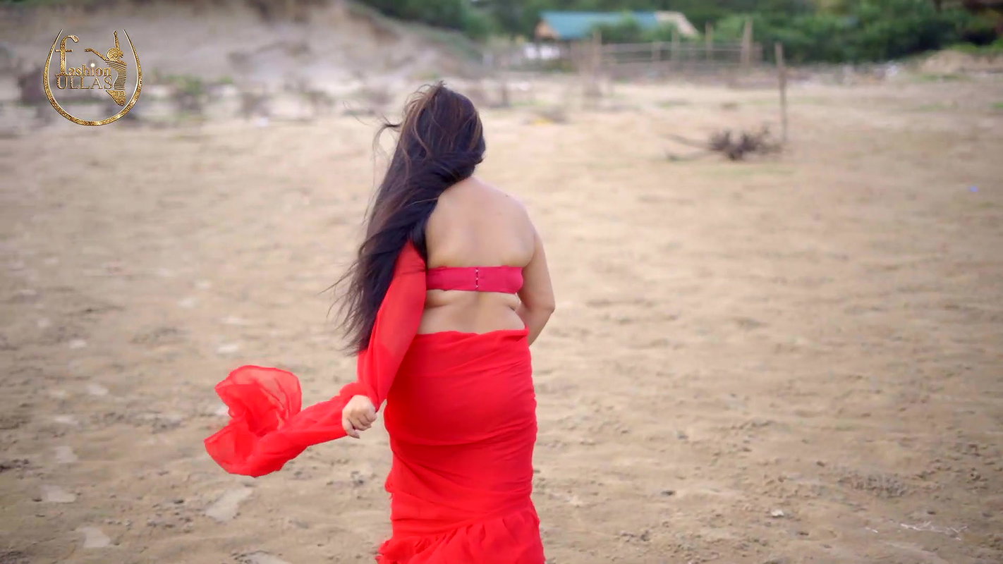 NILA RED COLOR CHIFFON SAREE WITH MAKEOVER FASHION ULLAS FASHION