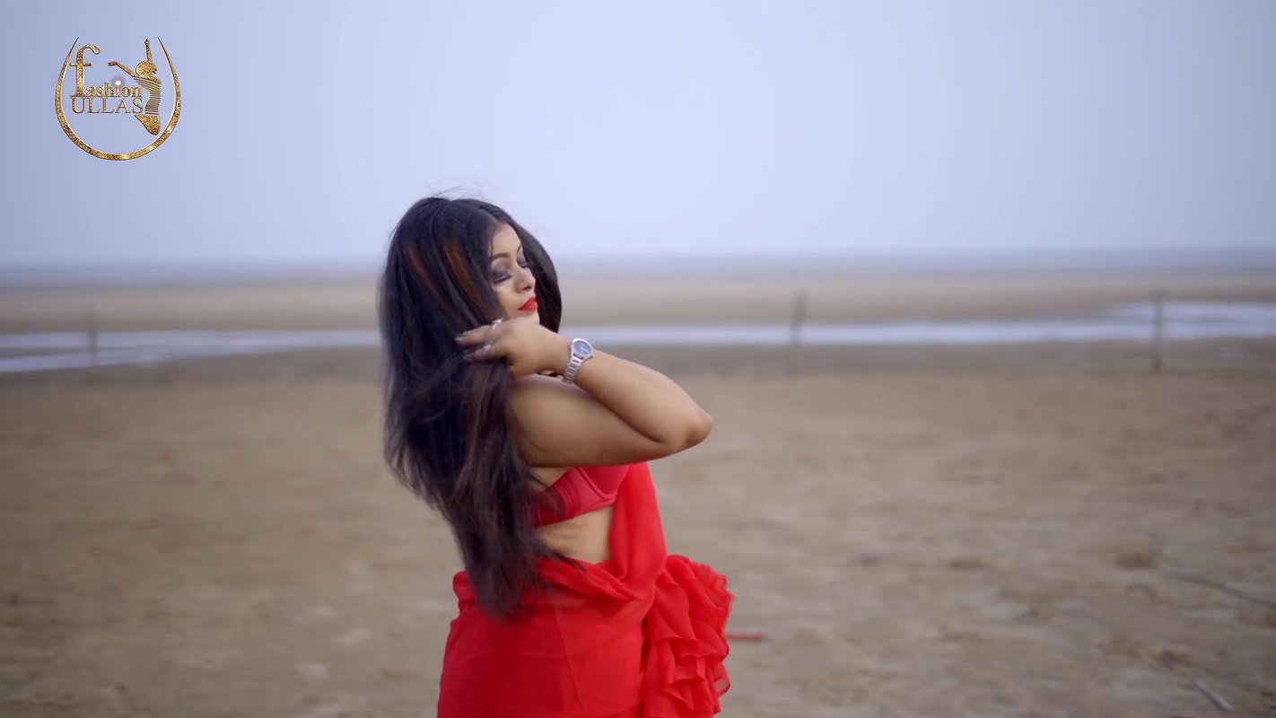 NILA RED COLOR CHIFFON SAREE WITH MAKEOVER FASHION ULLAS FASHION