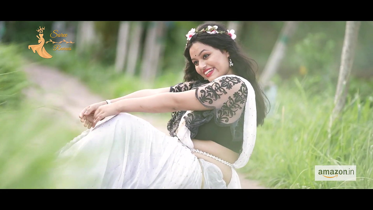 Bidisha White Chiffon saree lover naari nandini nayek navel saree lover saree Fashion 2022