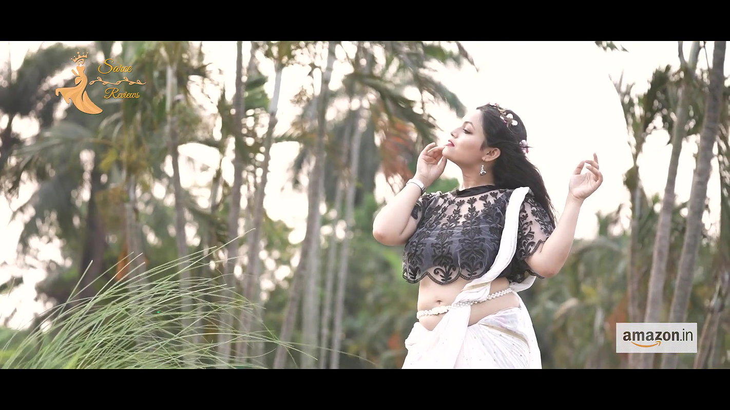 Bidisha White Chiffon saree lover naari nandini nayek navel saree lover saree Fashion 2022