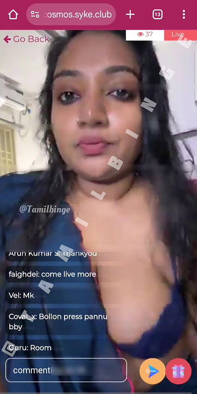 Tamil Insta Fame Suriya Prabha Ultimate Hottest Saree Bra Live Show 22