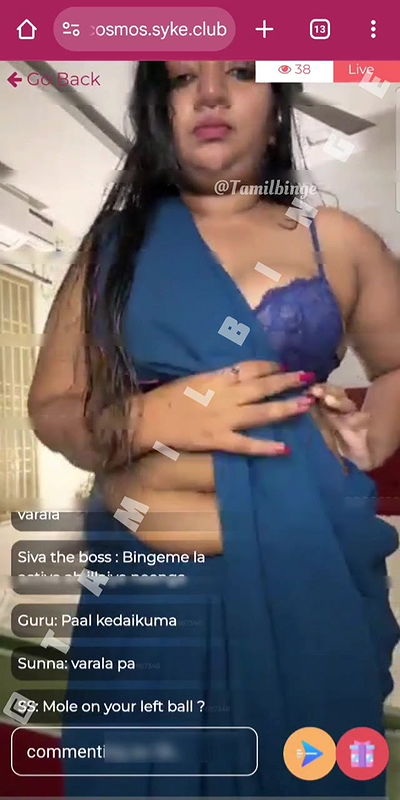 Tamil Insta Fame Suriya Prabha Ultimate Hottest Saree Bra Live Show 22