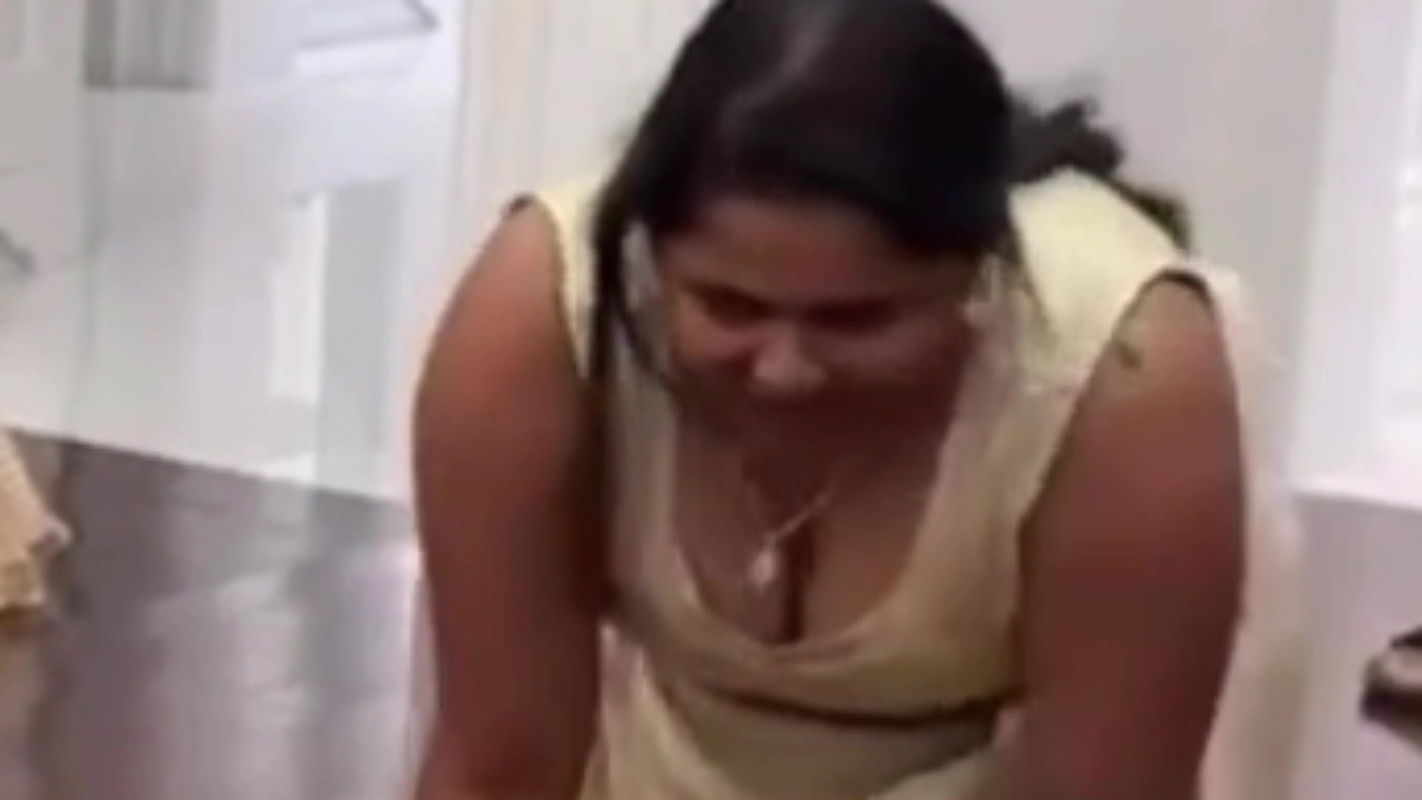 Malayali busty lady wide cleavage show in cream costume 22