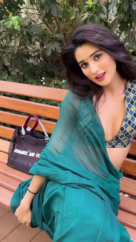 Sanchi Rai sexy saree slip open boobs hip show 22