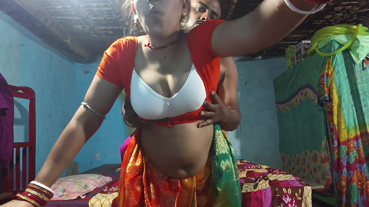 Desi Bengali Bhabhi Ke Saath Masti Romance and Kissing Scenes, Orange Blouse and White Bra Remove Big Boob Press by Rahul