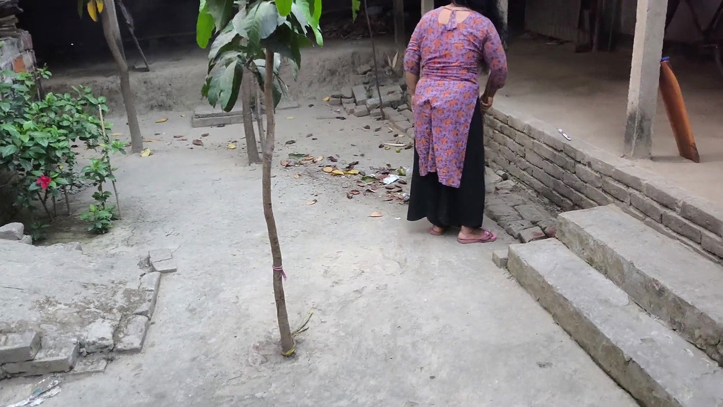 My Stepaunty Was Cleaning the Yard. but I Hugged Him, Put Him in My Stepaunty Ass, and Started Fucking Him Anal