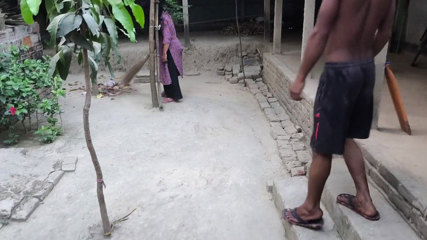 My Stepaunty Was Cleaning the Yard. but I Hugged Him, Put Him in My Stepaunty Ass, and Started Fucking Him Anal