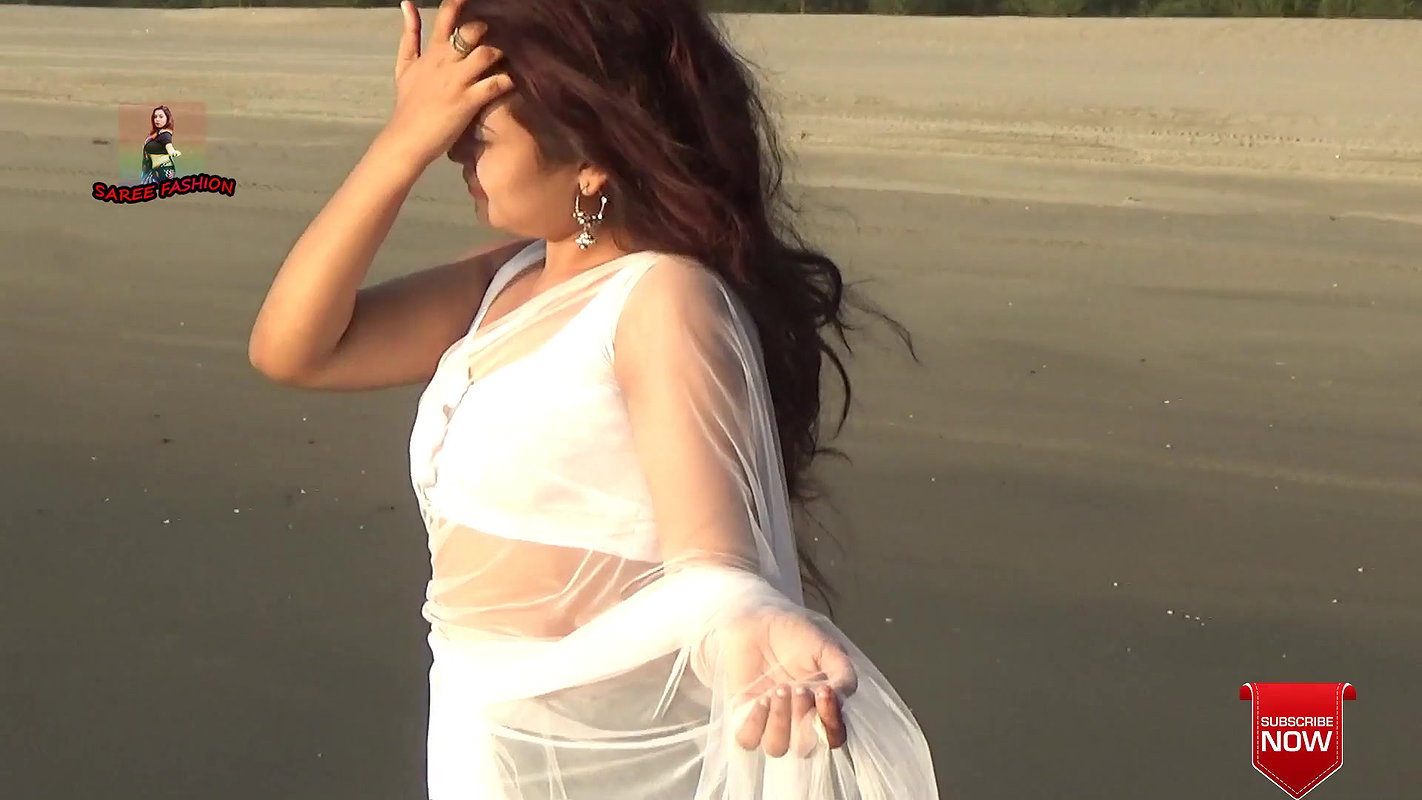 Saree Sundari – NAARI Feat. Chandni – White Color Net Saree – Sea Beach – Full HD – 2021