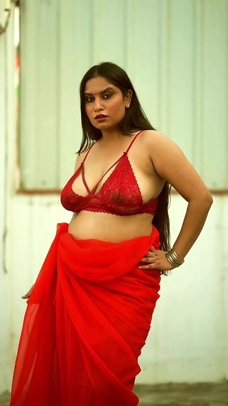desi hot aunty black nipple through red bra and costume