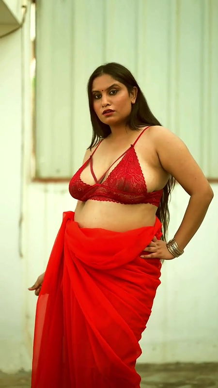 desi hot aunty black nipple through red bra and costume