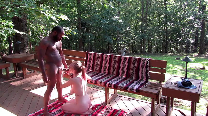 interracial couple doing it on the bench while on vacation1