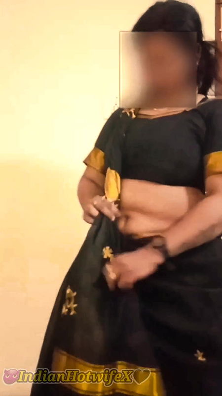 Desi Tamil Mature Wife Lux Black Saree Tease Shows Big Boobs Ass & Hairy Pussy!
