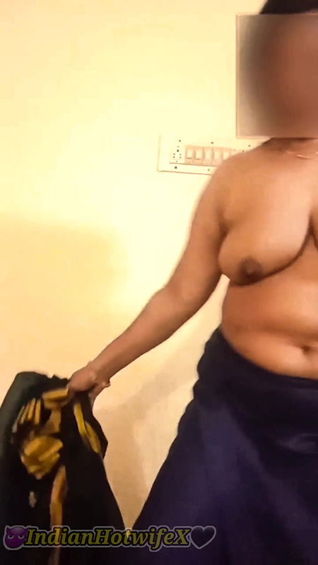 Desi Tamil Mature Wife Lux Black Saree Tease Shows Big Boobs Ass & Hairy Pussy!