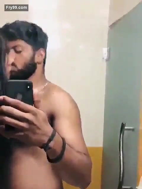 Lover in hotel nude mirror selfie