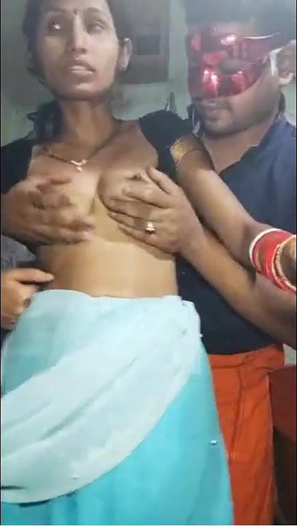 Village Couple Nude on Live Show Boobs Pressed hard for Milk