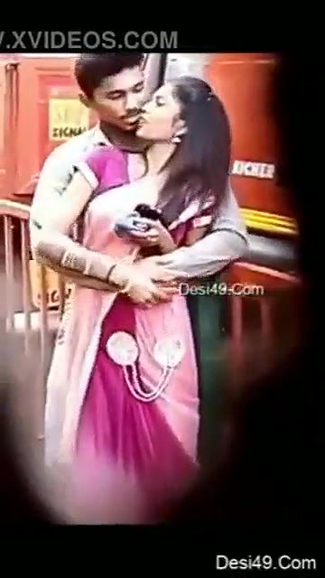 Desi Lover on Road Kissing And Boobpress Hot