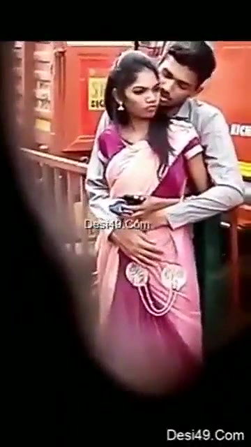 Desi Lover on Road Kissing And Boobpress Hot