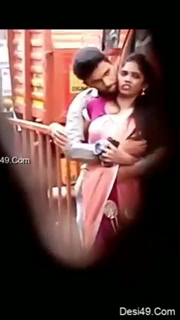 Desi Lover on Road Kissing And Boobpress Hot