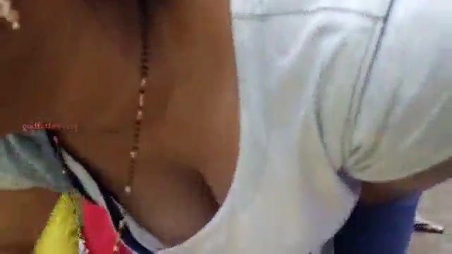 Desi Aunty Huge Downblouse Cleavage Risky Capture in Market Hot
