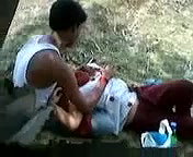 Indian lovers dirty in public park Boobs Pressed inside Salwar