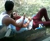 Indian lovers dirty in public park Boobs Pressed inside Salwar