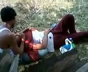 Indian lovers dirty in public park Boobs Pressed inside Salwar