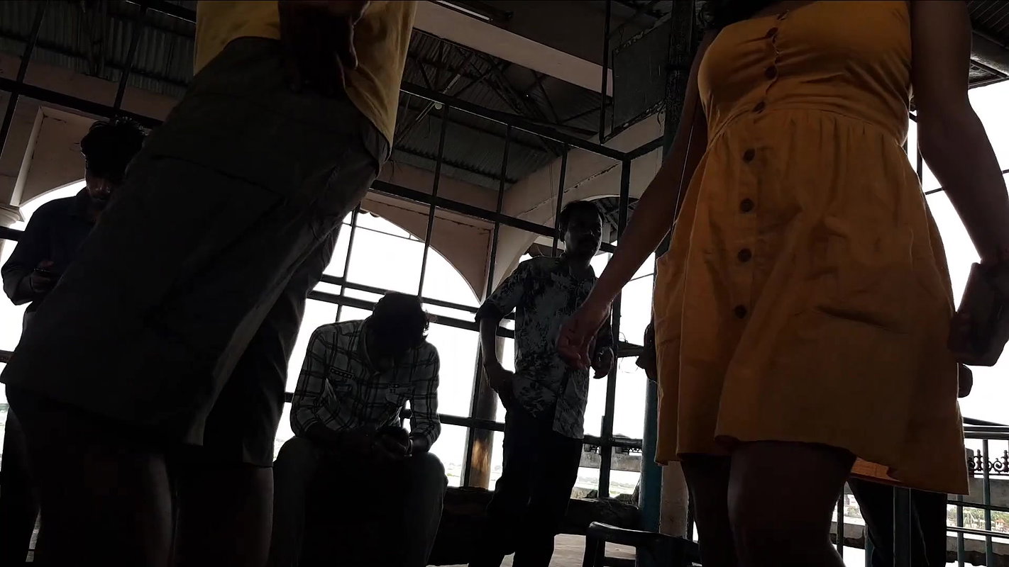 Sexy girl in hot yellow costume