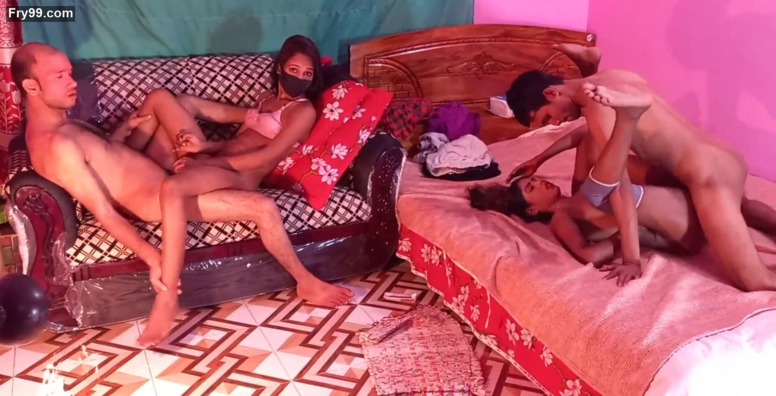 Two guys and two Step Sis ＂Stop, I can see your nipples getting all hard Foursome Fucks Bengali