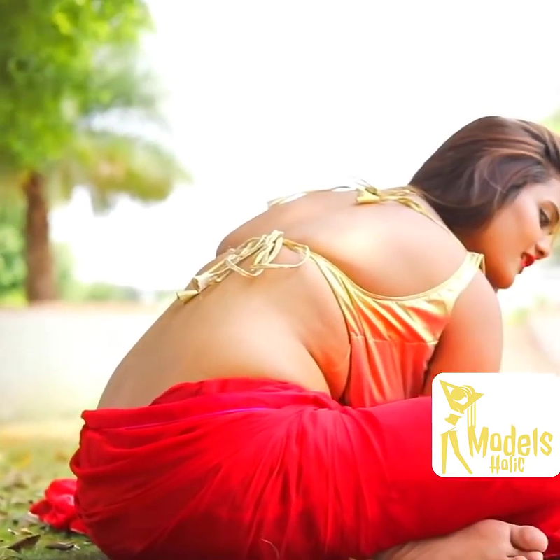 Beautiful and Gorgeous Instagram Indian Model Photoshoot with Red Saree