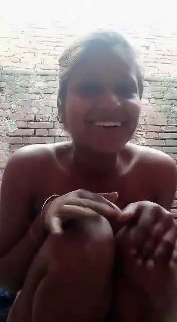 Village young girl bath and fingering