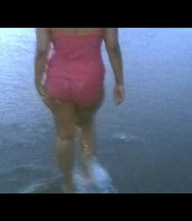 bhabhi walking at beach in swimwear