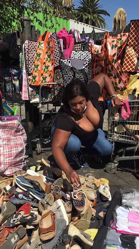 Chubby babe massive Boobs popping out of dress.MOV