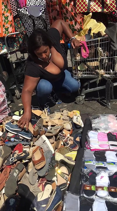 Chubby babe massive Boobs popping out of dress.MOV