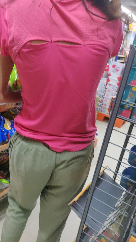 Desi girl ass close up- panty shape visible clearly