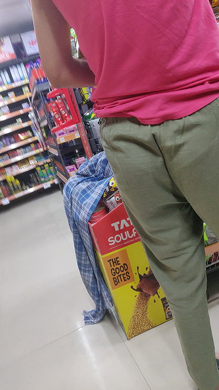 Desi girl ass close up- panty shape visible clearly