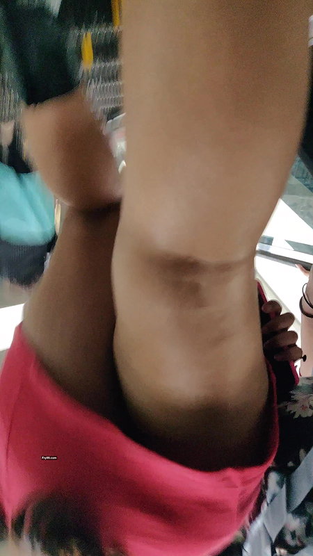 Desi young babe fleshy thighs closeup on escalator