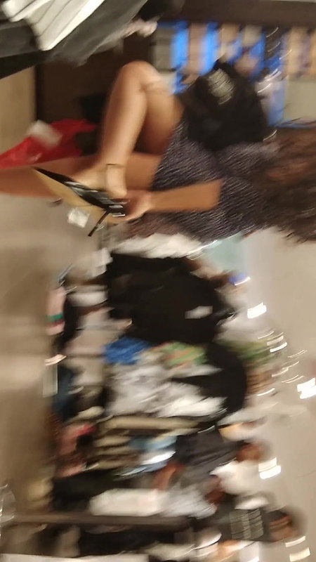 Desi young girl smooth thighs and leg show in shoe store