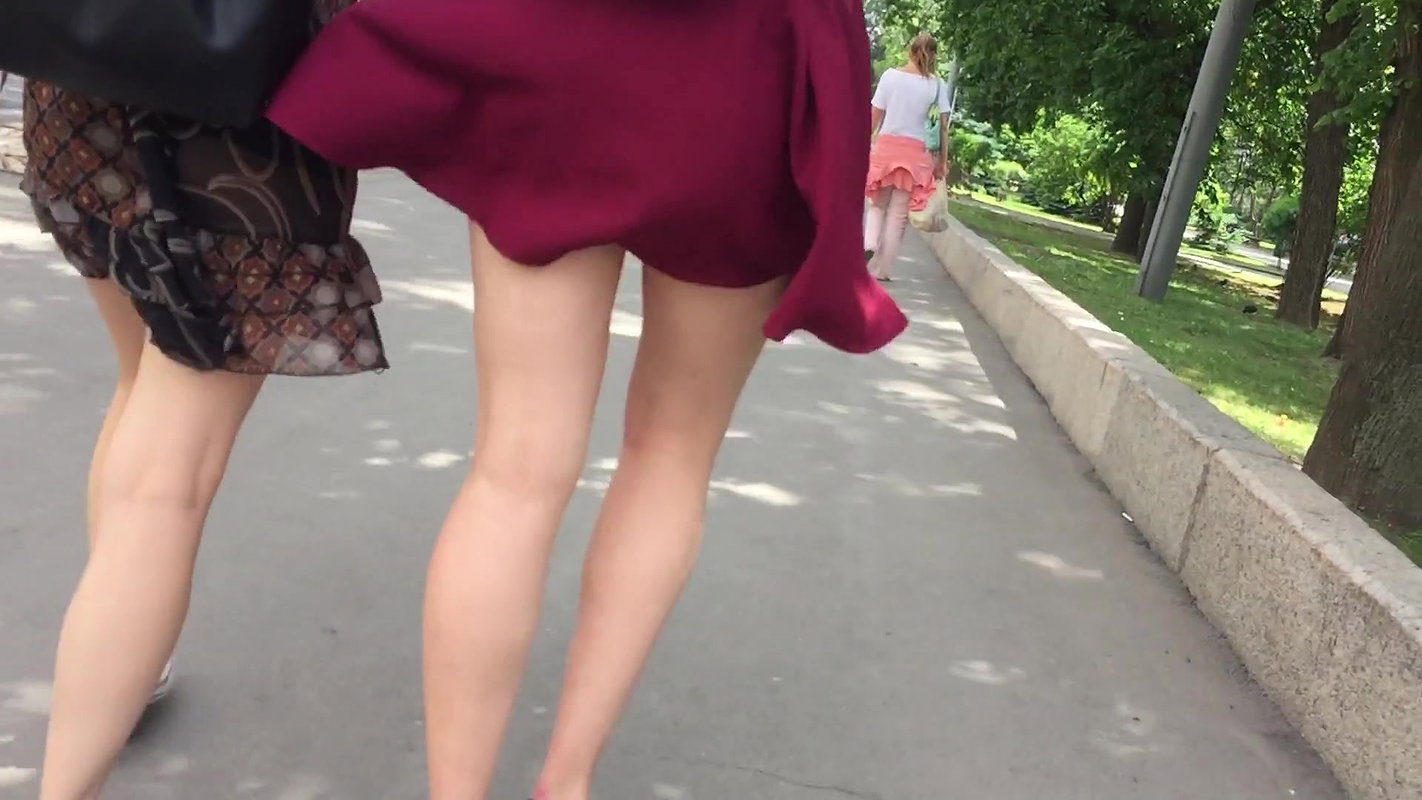 Full ass cheeks visible in flying short skirt (HD capture)