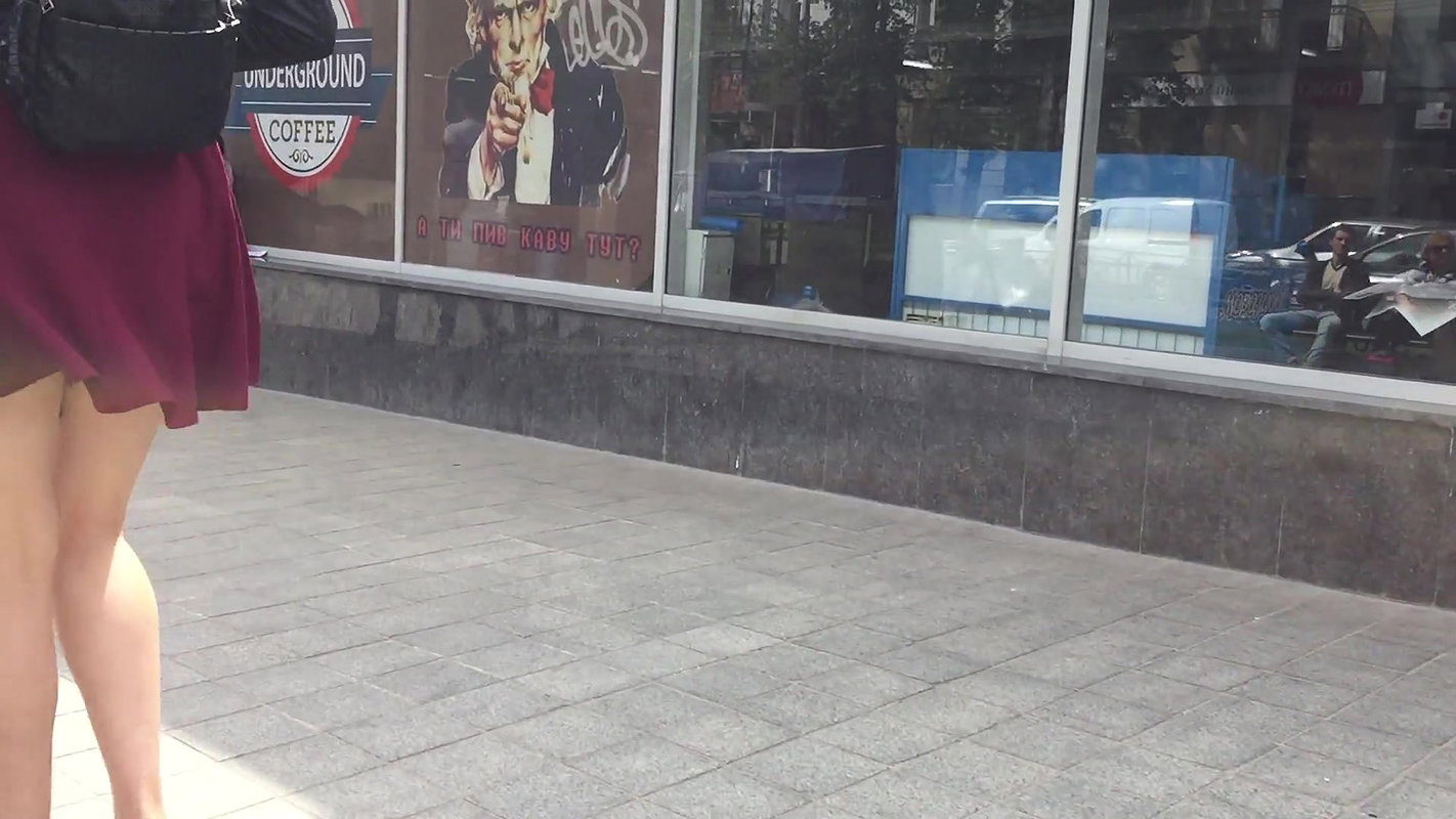 Full ass cheeks visible in flying short skirt (HD capture)