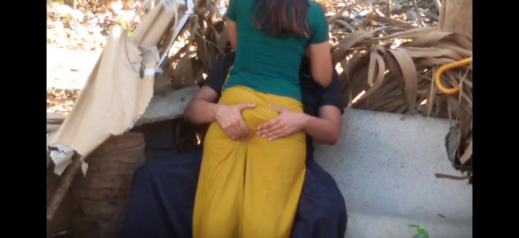 Girlfriend ass squeezed hard by bf outdoor